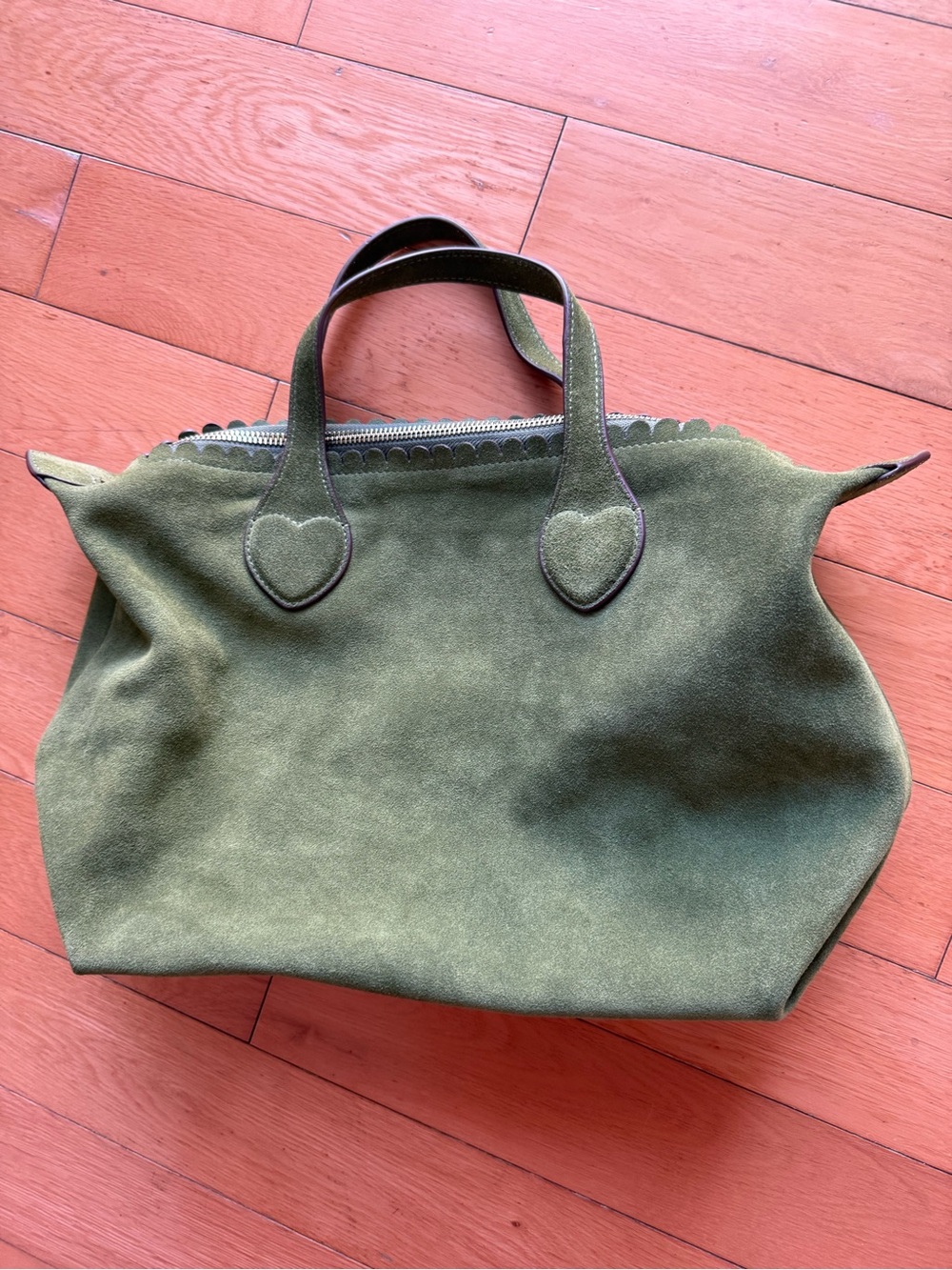 Stoney Clover Lane Suede Leather Pittsford Pouchette Shoulder Bag 29 - Olive - Picture 3 of 15